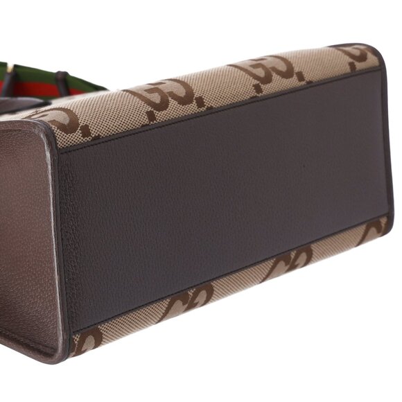 GUCCI Jumbo GG Tote Bag 678839 Beige Dark Brown Jacquard Leather - Picture 5 of 7